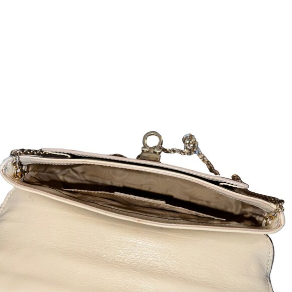 Salvatore Ferragamo Gancio Lock Leather Shoulder Bag/Clutch – Ivory/Cream - Picture 2 of 8